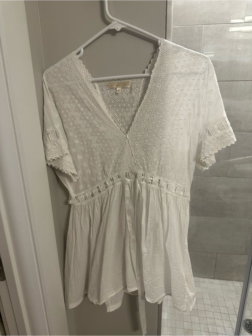 LoveShackFancy White Eyelet Cotton Mini dress